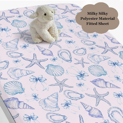 Wicbfdfv Watercolor Sea Shells Bows Fitted Crib Sheet 28"x52" (photo 3)