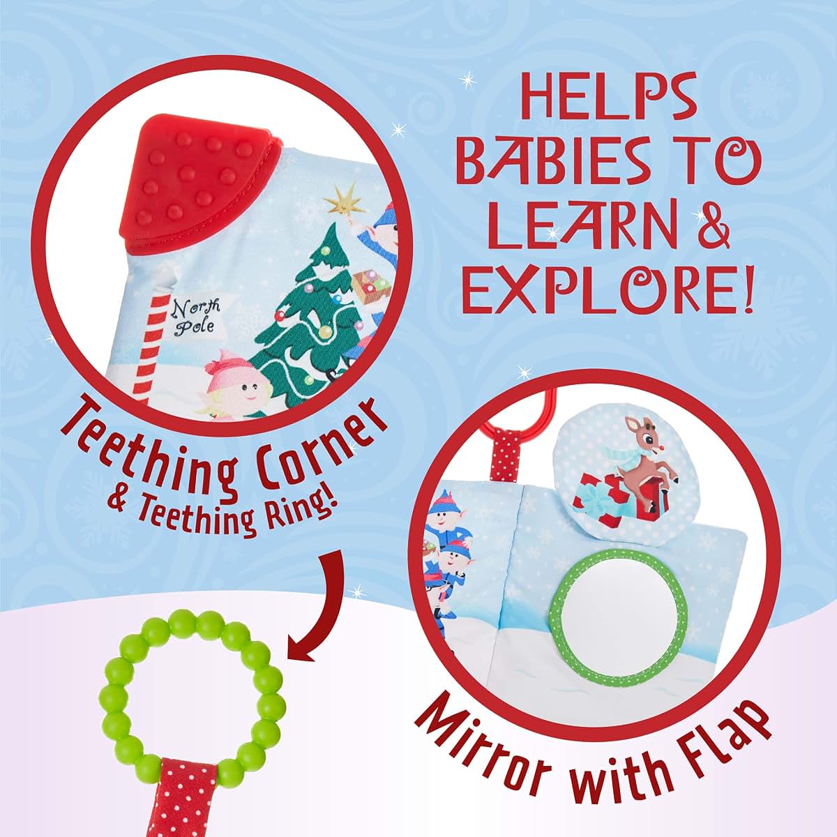 Kids Preferred Rudolph The Red-Nosed Reindeer On The Go Soft Teether Book (photo 3)