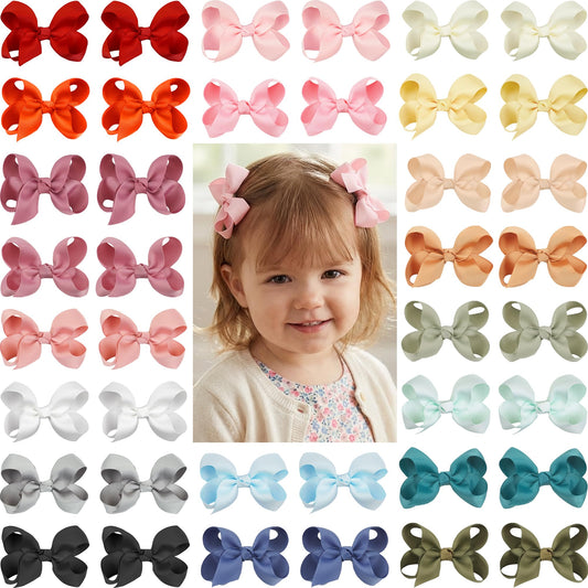 Cellot 40 Piece Hair Bows, 3 Inch Grosgrain Ribbon