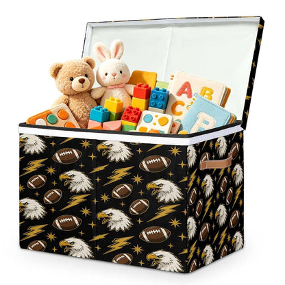 Mifewlor Large Toys Storage Box with Lid Football Bald Eagles