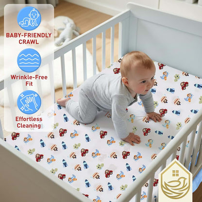 AURAHOMEANDNEST 3-Piece Baby Crib Bedding Set with Safari and Dinosaur Designs (photo 2)