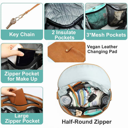 MF Store Leather Diaper Bag Backpack With Laptop Sleeve And Stroller Straps (photo 3)