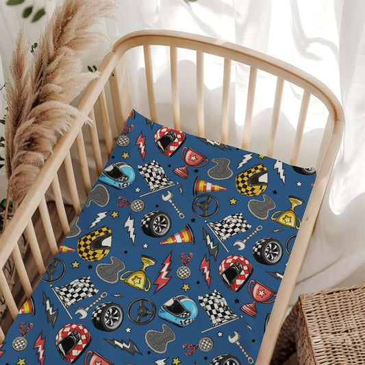 Wicbfdfv Race Car Pattern Fitted Crib Sheet For Standard Mattresses