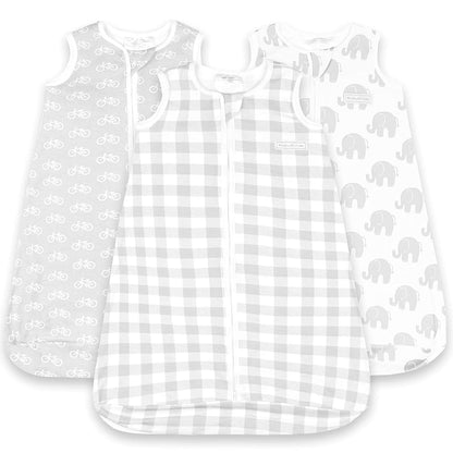 BaeBae Goods Baby Sleeping Bag Sack – Infant Sleeping Bags – 3 Pack - Pure Cotton Unisex Zip Up Wearable Blanket for