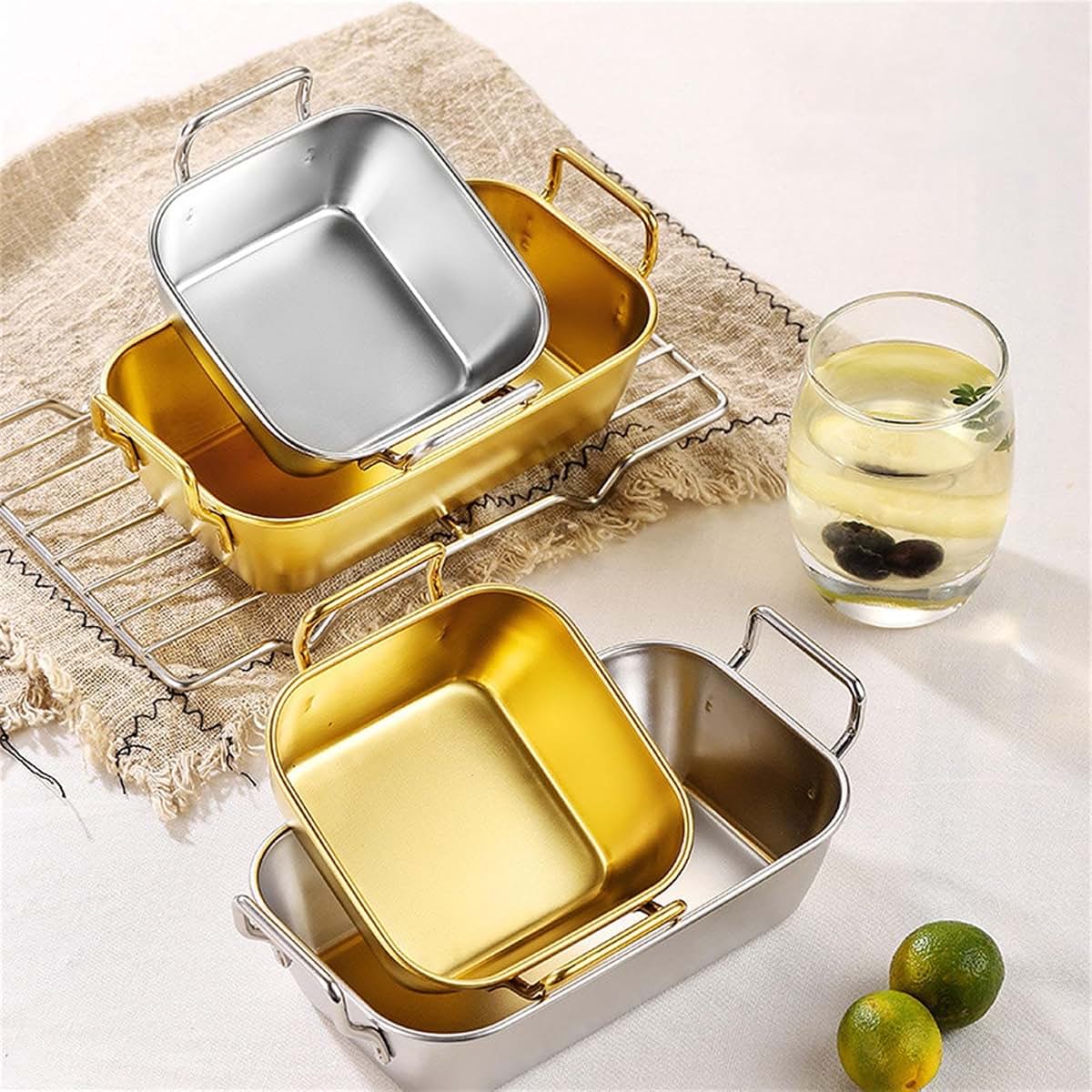 ZYOUQI Stackable Stainless Steel Toddler Plate Metal Dinner Tray