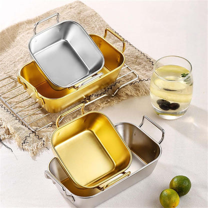 ZYOUQI Stackable Stainless Steel Toddler Plate Metal Dinner Tray