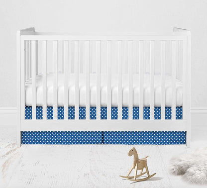 Bacati - Mix N Match Pin Dots Crib/Toddler Bed Skirt Dust Ruffle (Blue)