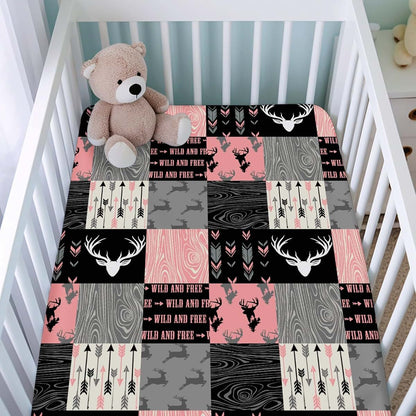 Retro Deer Tribal Arrows Antlers Baby Crib Sheets 52x28 Inch