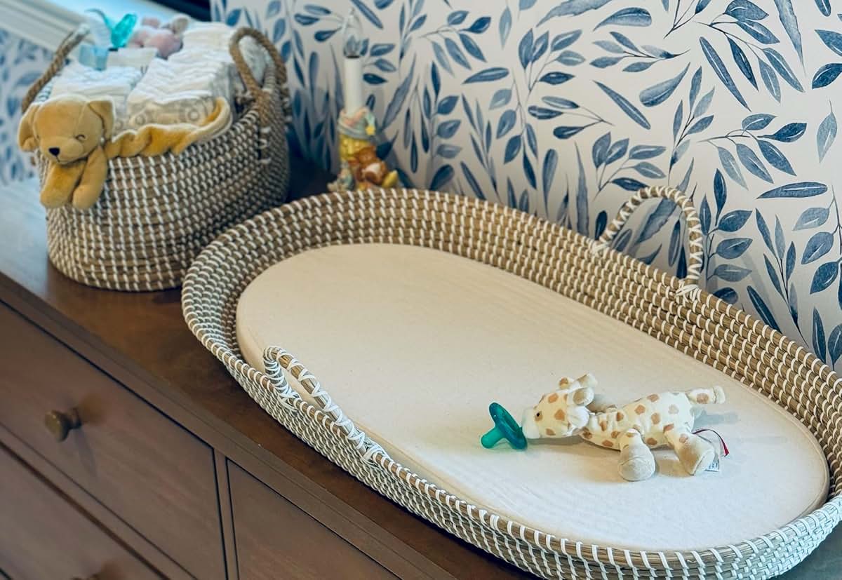 CeceliaClaire Seagrass Luxury Baby Changing Set With Pad And Diaper Caddy Organizer (photo 2)