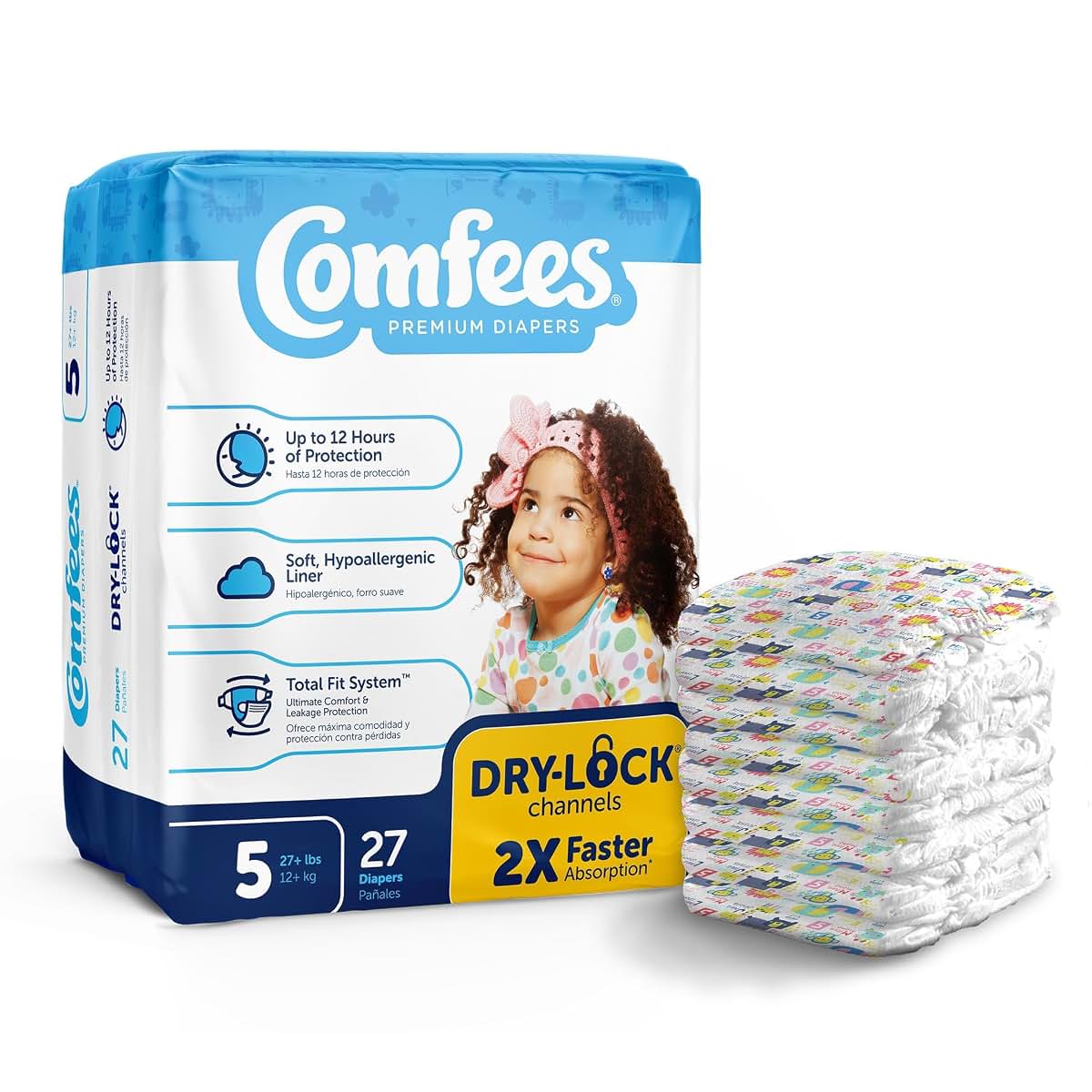 108PK Comfees Baby Baby Diaper Size 5, Over 27 lbs. CMF-5, 108 Ct