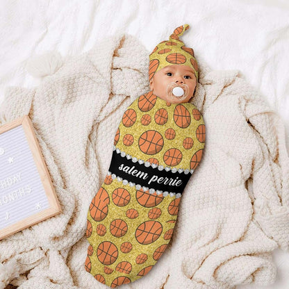 YallLocoMo Newborn Swaddle Blankets Hat Basketball Sets Soft Baby Receiving Blanket Swaddle Sack for Baby Shower Infant