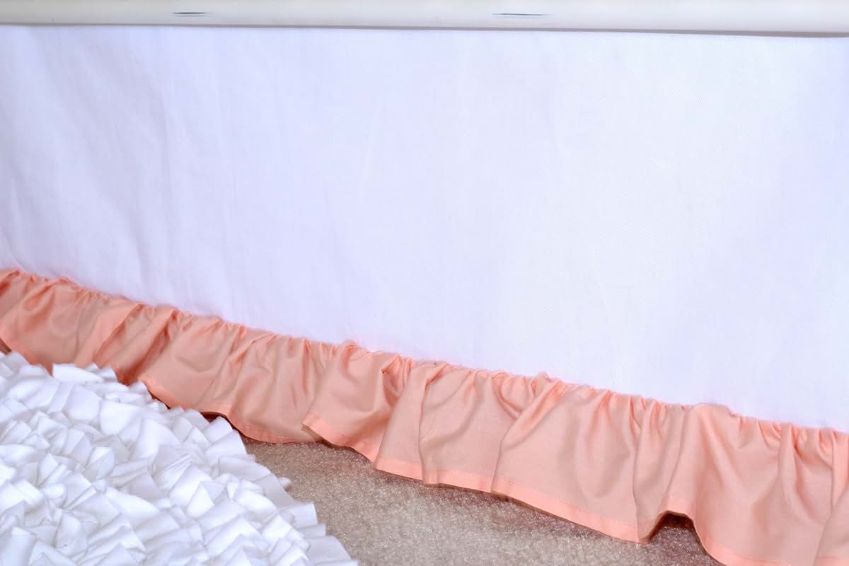 Bold Bedding Flat White Denim Bottom Ruffle Crib Skirt (Peach)