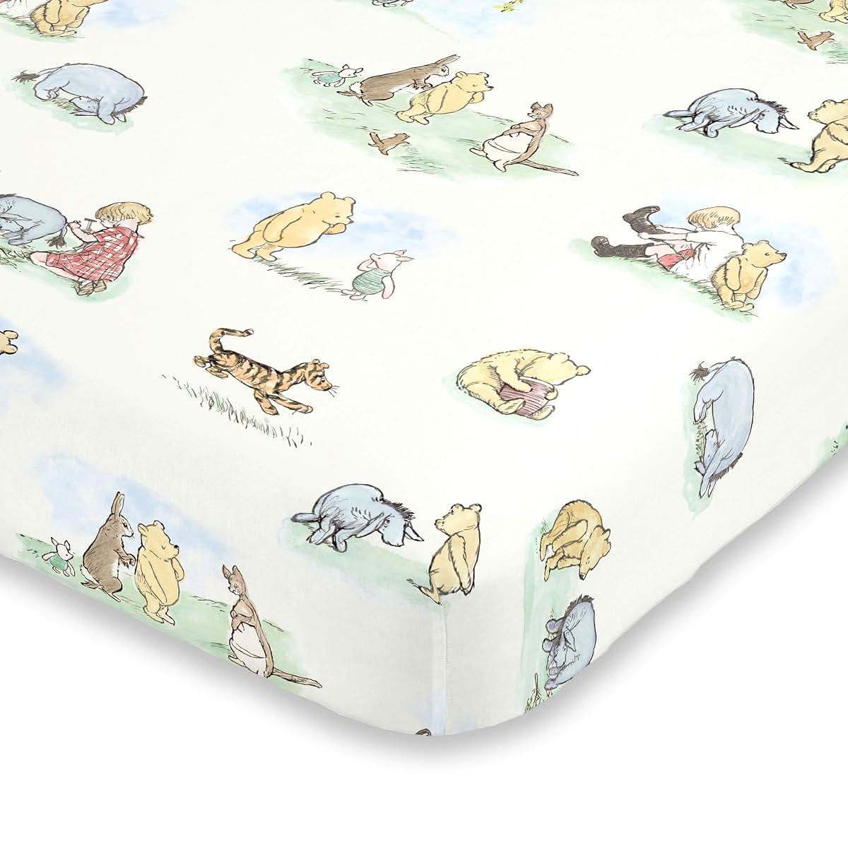 Disney Classic Pooh Storybook 6 Piece Crib Bedding Set with Comforter and Blanket