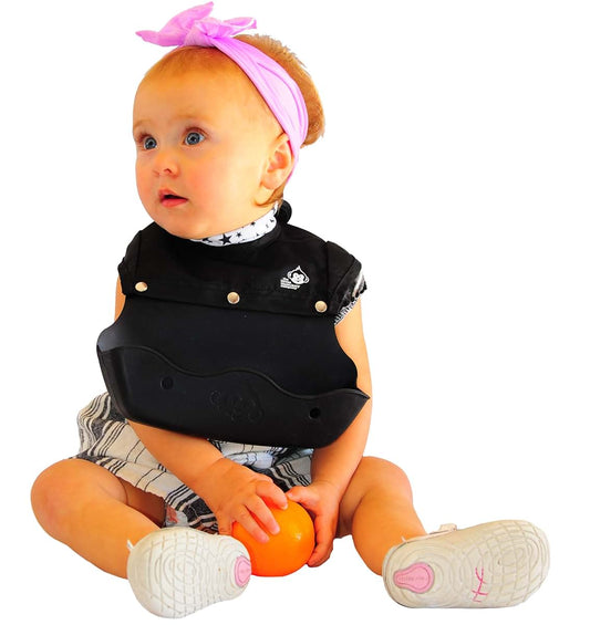 The Little Monkey Company Silicone Bibs for Babies and Toddlers - Wipes Clean in Seconds Waterproof Bib Protects from