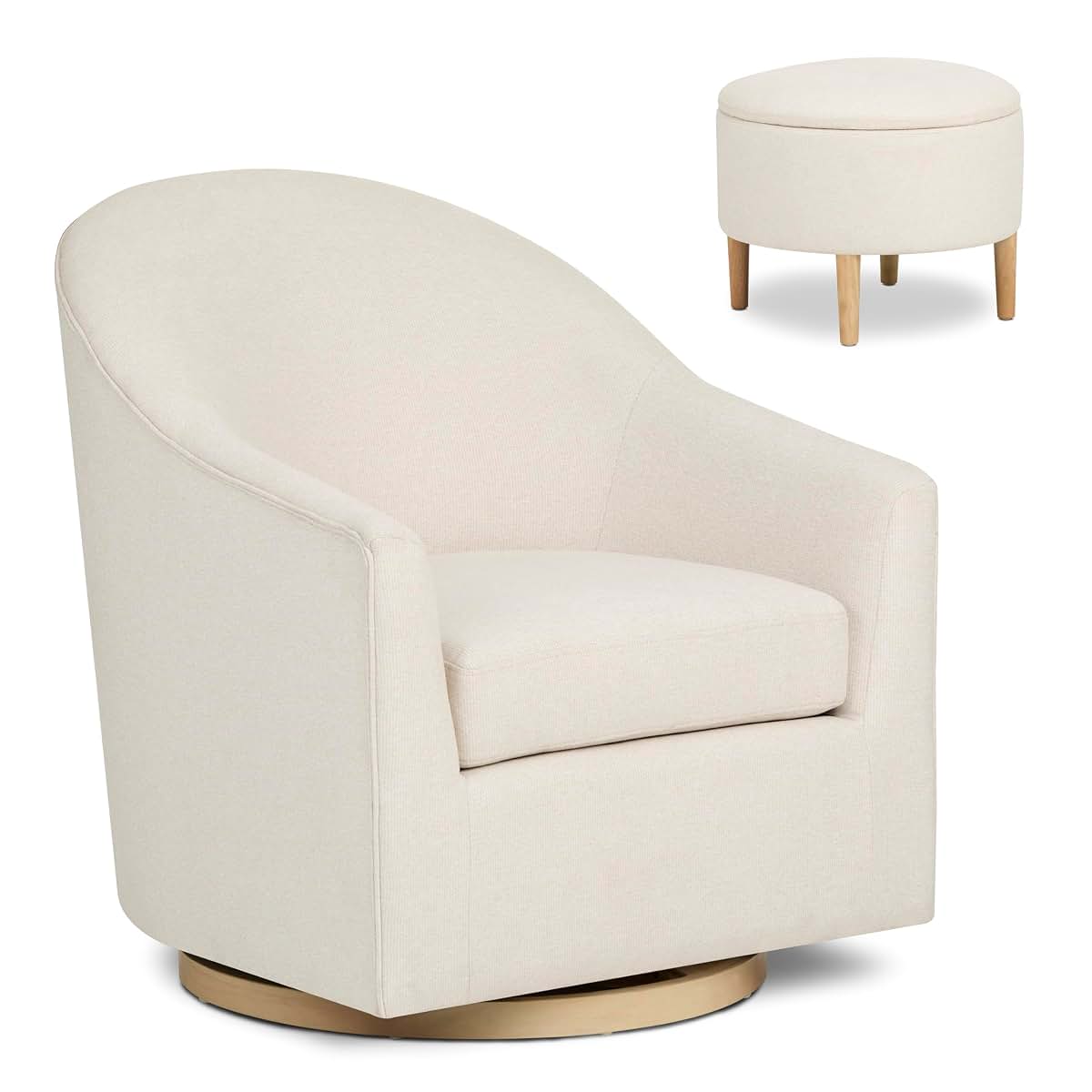 Evolur Luna Swivel Chair & Ottoman with 360-degree Swivel