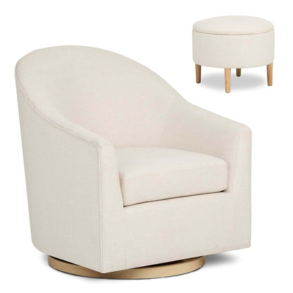 Evolur Luna Swivel Chair & Ottoman with 360-degree Swivel
