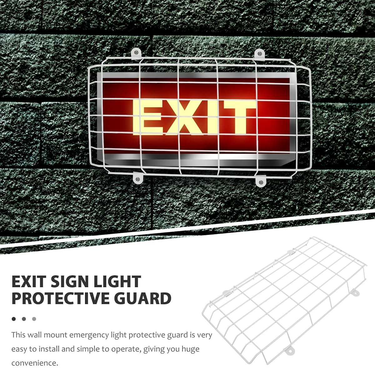 OSALADI Wall Mount Emergency Light Wire Guard Protective Cover Iron 16.14 x 10.03 x 1.18 In