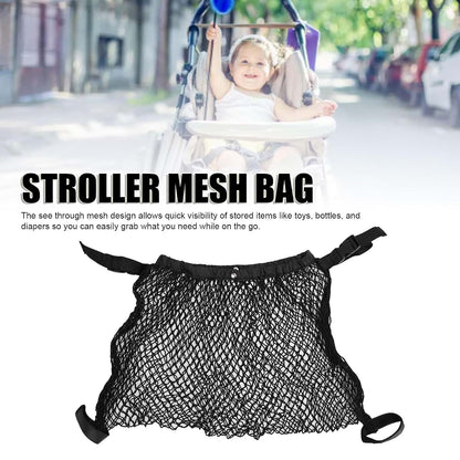 Oreilet Stroller , Adjustable Stroller Storage Bag, Polyester Net Mesh Hanging Bag, Extra Large Storage Space, Caddy (photo 2)