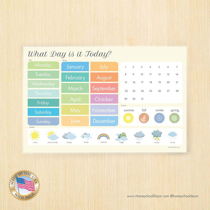 Educational Kids Placemats Set of 4 for Table Decor