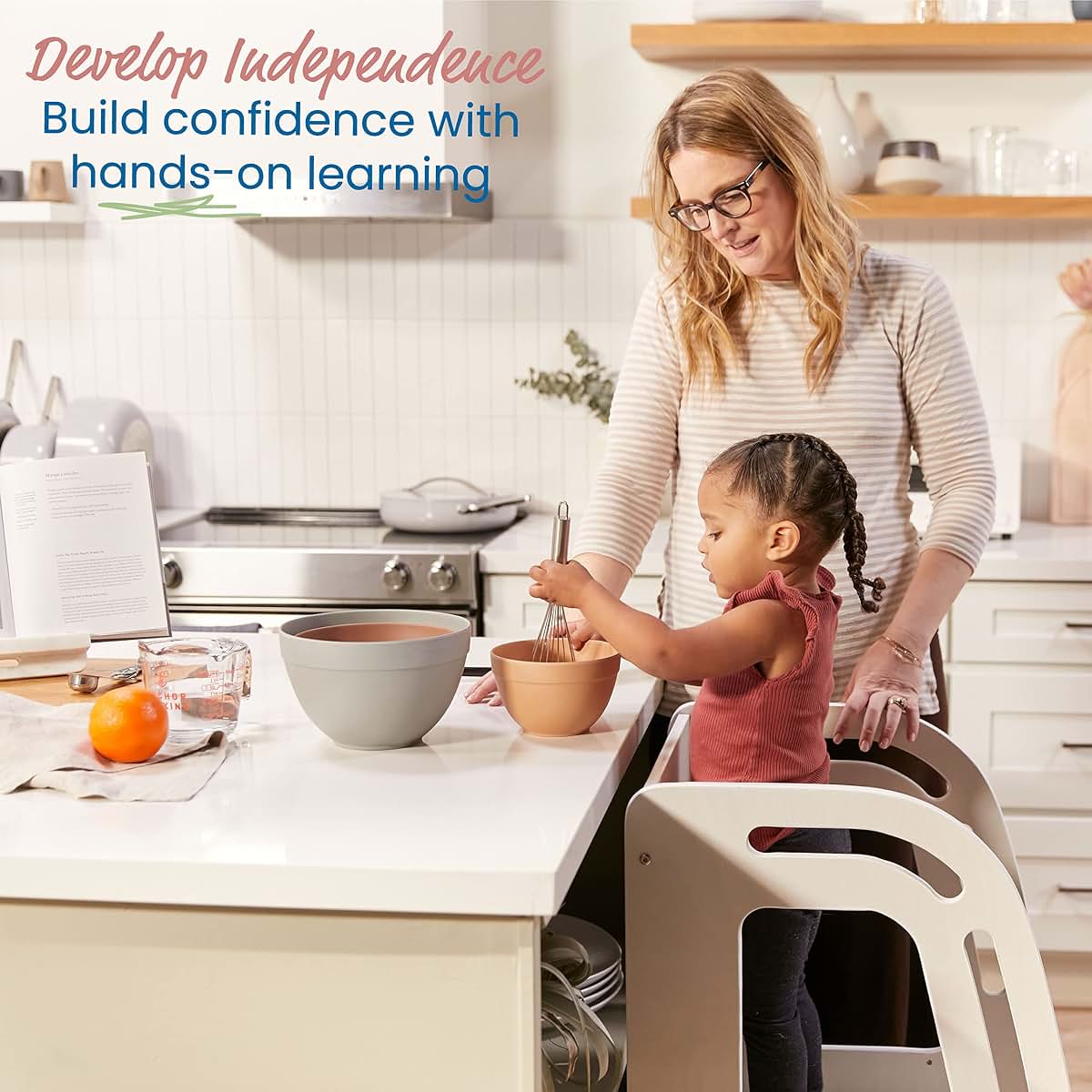 ECR4Kids Chef's Helper Kitchen Step Stool Tower with Handles, Childrens Furniture, White Wash (photo 3)