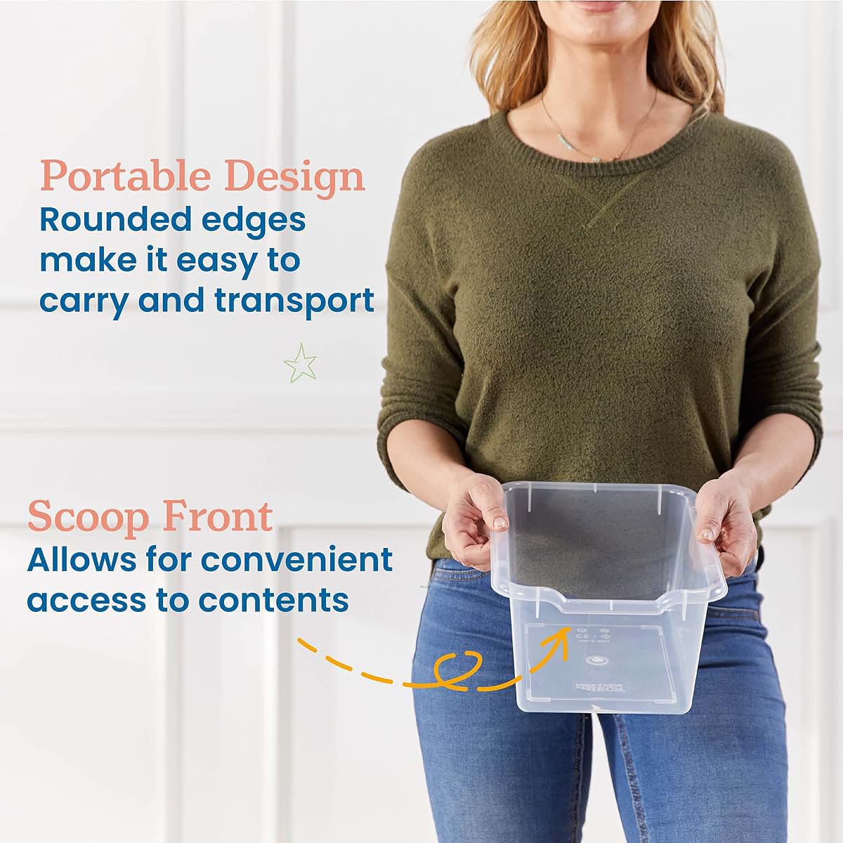 ECR4Kids Scoop Front Storage Bins, Multipurpose, 30-Piece, Clear (photo 4)