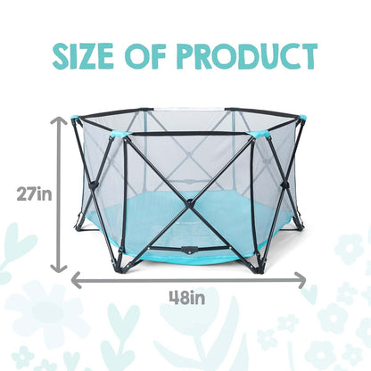 Regalo My Play Portable 6-Panel Baby Playpen with Mesh Sides, 48 Inch, Aqua/Black