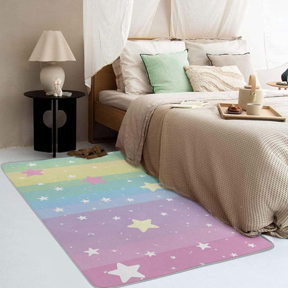 Xyzdorv Kids Pink Star Rug 4x5 ft for Girls Bedroom - Iridescent Non Slip Washable Area Rug