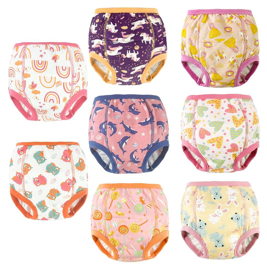 SMULPOOTI 8 Packs Reusable Training Pants 3t-4t for Potty Training and Strong Absorbent Toddler Potty Training