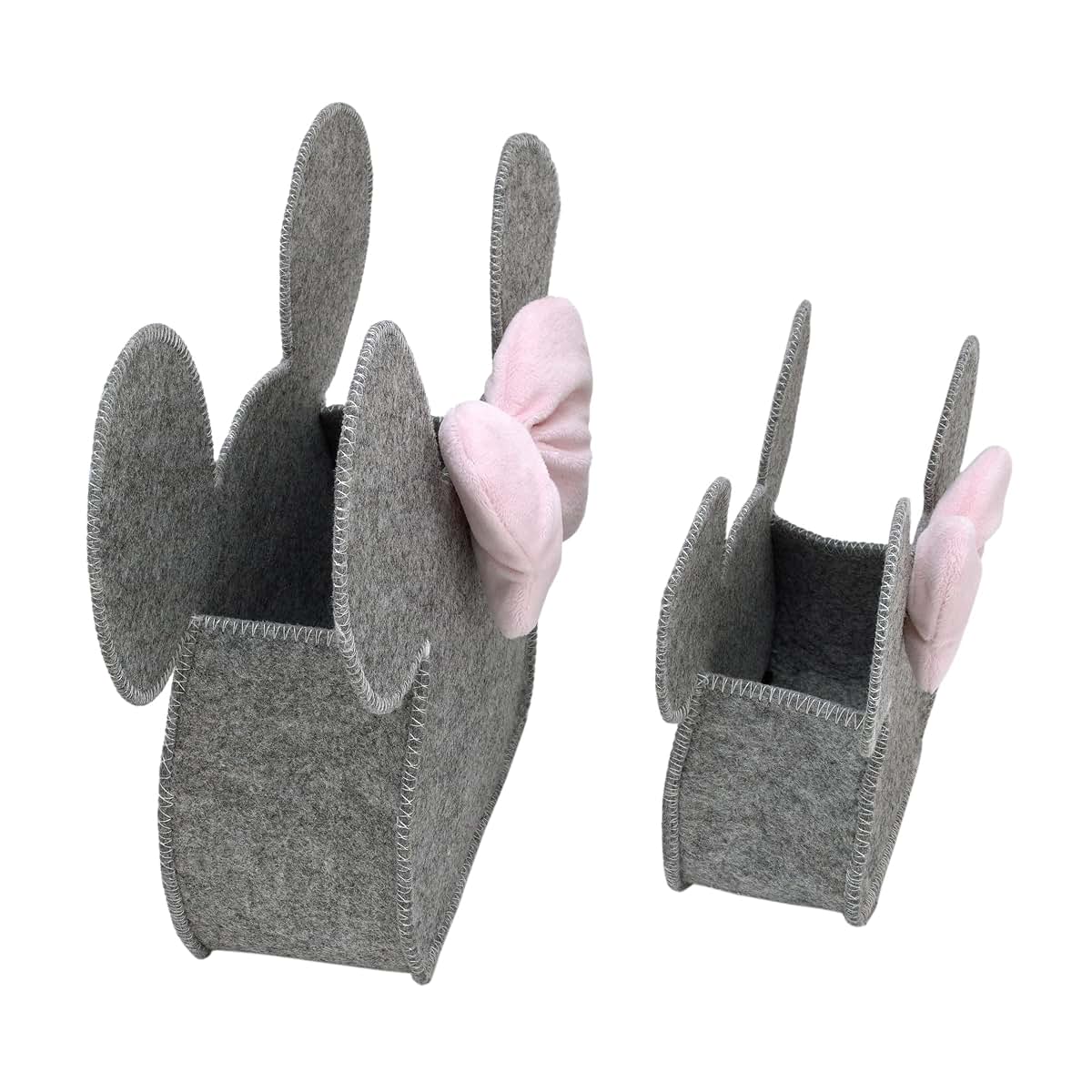 NoJo Disney Minnie Mouse 2 Piece Felt Nursery Storage Caddy, Grey and Pink
