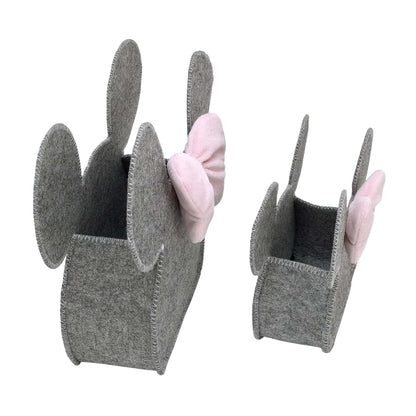 NoJo Disney Minnie Mouse 2 Piece Felt Nursery Storage Caddy, Grey and Pink