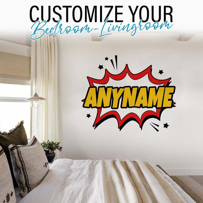 SOUTH9STICKER Custom Comic Name Wall Decal Personalized Kids Room UV DTF