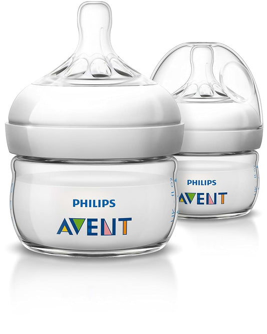 Philips Avent Natural Polypropylene Newborn Bottle Set, 2 Ounce, 2 Count