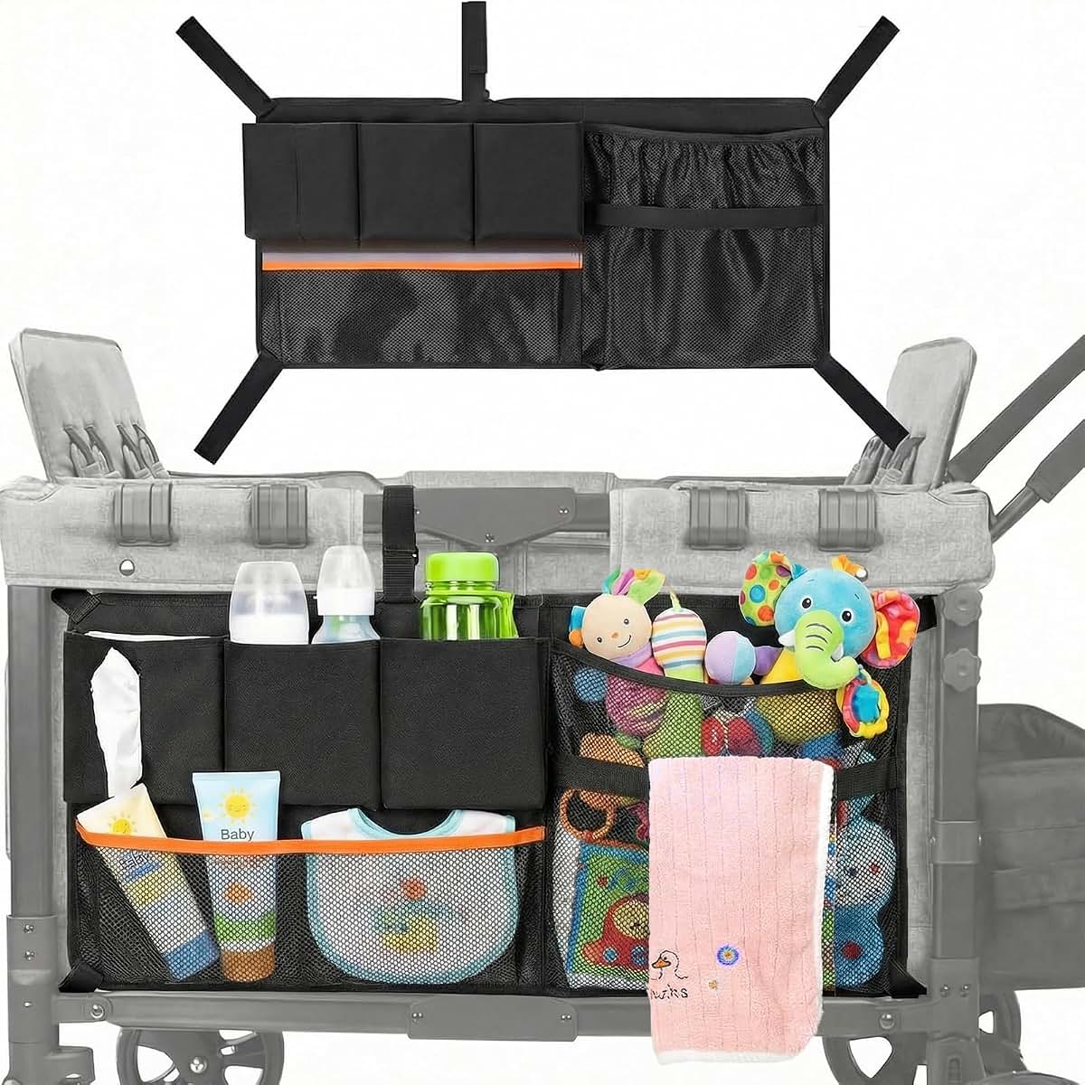 Elfzone Wagon Organizer Storage Attachment | Universal Fit Multi-Pocket Bag