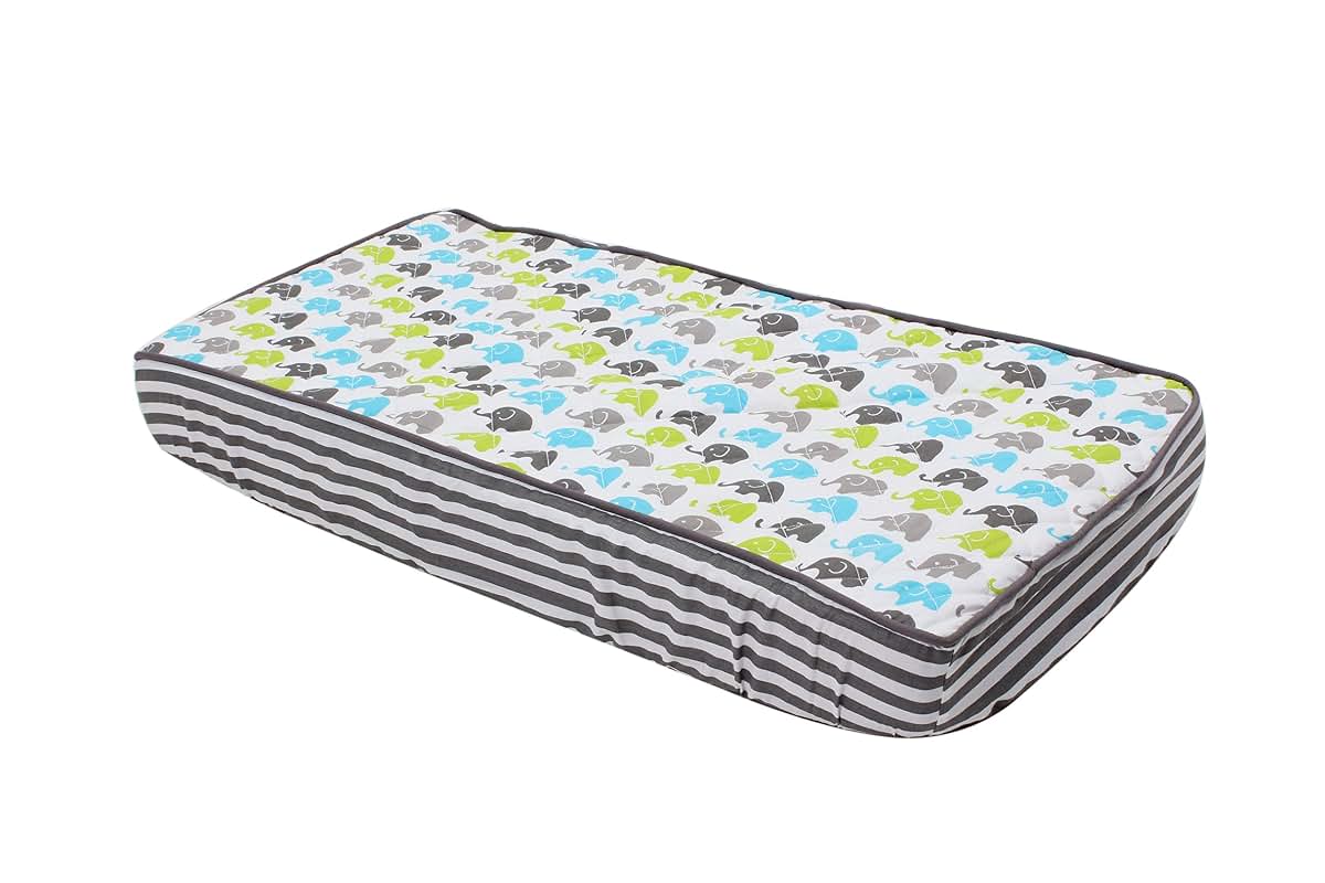 Bacati - Elephants Aqua/Lime/Grey Changing Pad Cover (Aqua/Lime/Grey)