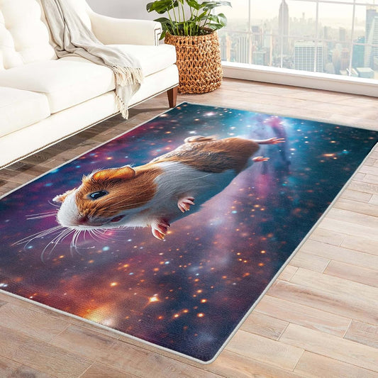 Xyzdorv Kids Galaxy Hamster Rug - 4x5 Ft Area Carpet for Bedrooms and Playrooms