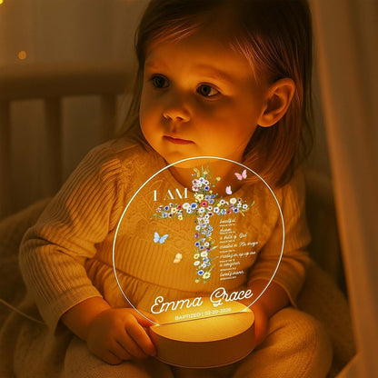 MDPrints Global Personalized Baby Gifts, Personalized Night Light for Kids, Night Light with Wooden Base, Bedroom (photo 2)