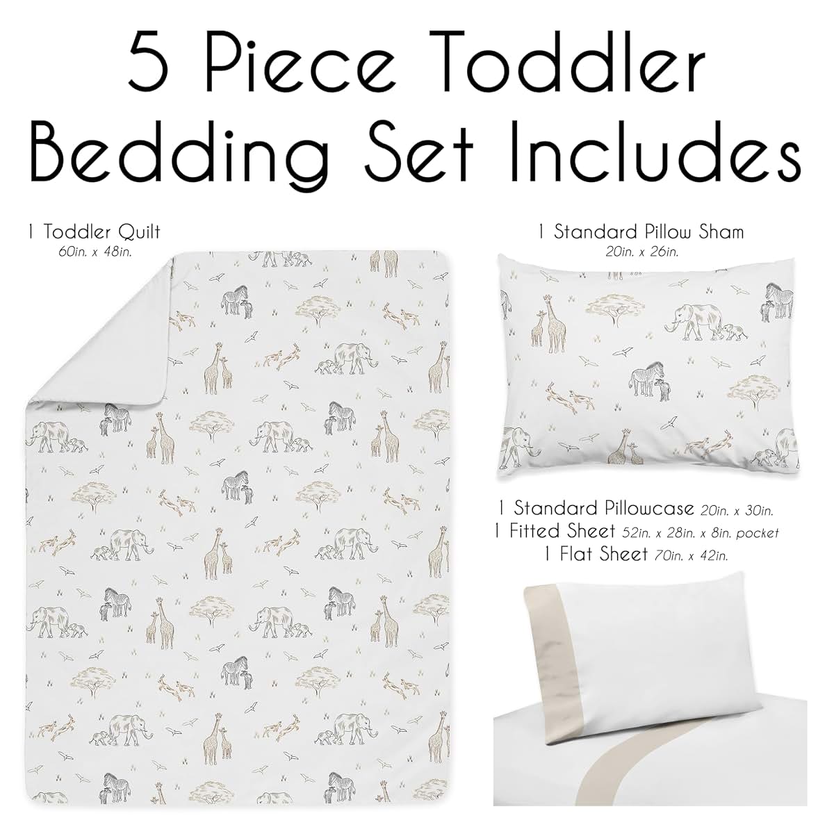 Sweet Jojo Designs Jungle Safari Toddler Bedding Set, 5-Piece