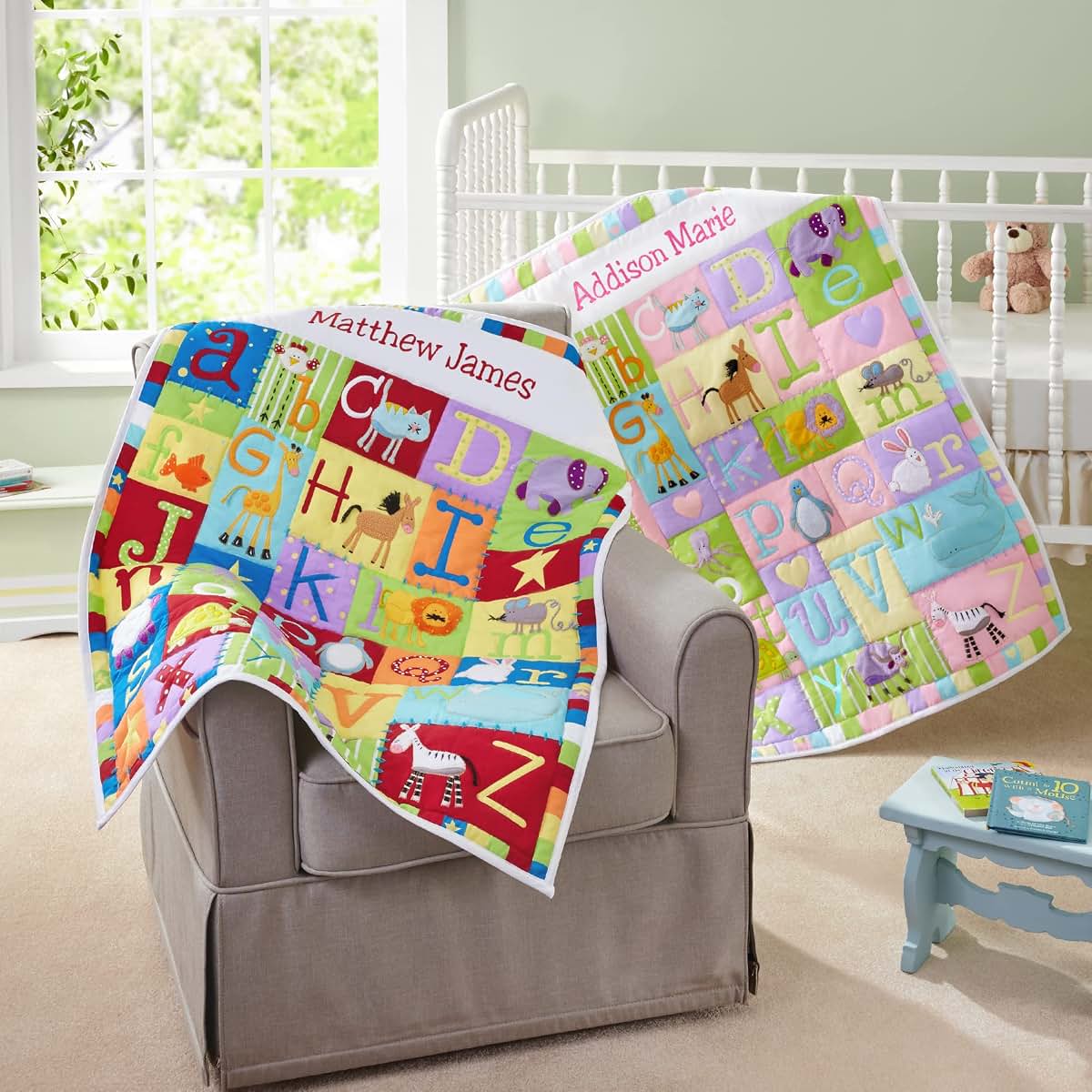Let's Make Memories Personalized Baby Quilt - 3D Applique & Embroidered Name - Heirloom Keepsake for New Baby Shower (photo 2)
