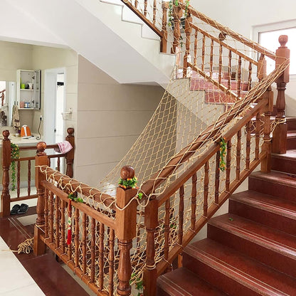 CHINLIFE Brown Stair Safety Net with 10cm Mesh