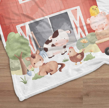UnoCo Farm Cow Baby Blanket Personalized Baby Girl Month Blanket Tractor Nursery Custom Newborn Calendar New Mom (photo 2)