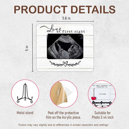Hangwoous Sonogram Ultrasound Photo Frame, Pregnancy Reveal Gift | Wooden keepsake frame, baby announcement gift for