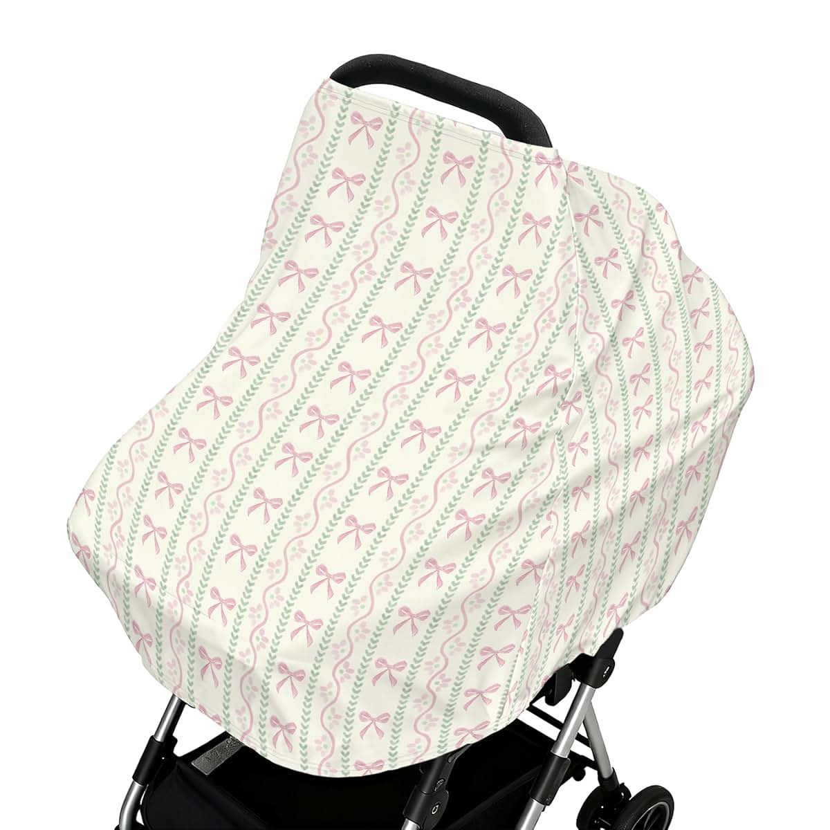 Cstdyfrv Pink Bows Boho Floral Multi-Use Baby Car Seat Cover (photo 2)
