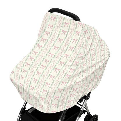 Cstdyfrv Pink Bows Boho Floral Multi-Use Baby Car Seat Cover (photo 2)
