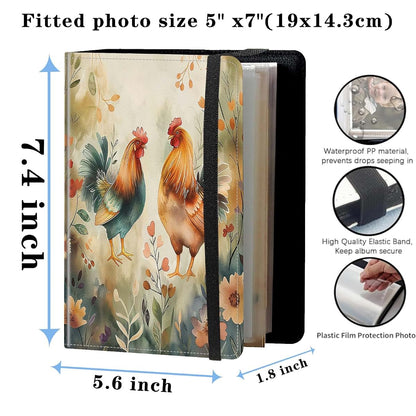 NLZQTTBD Photo Album For 5x7 Photos With 120 Photo Capacity And Watercolor Chicken Design