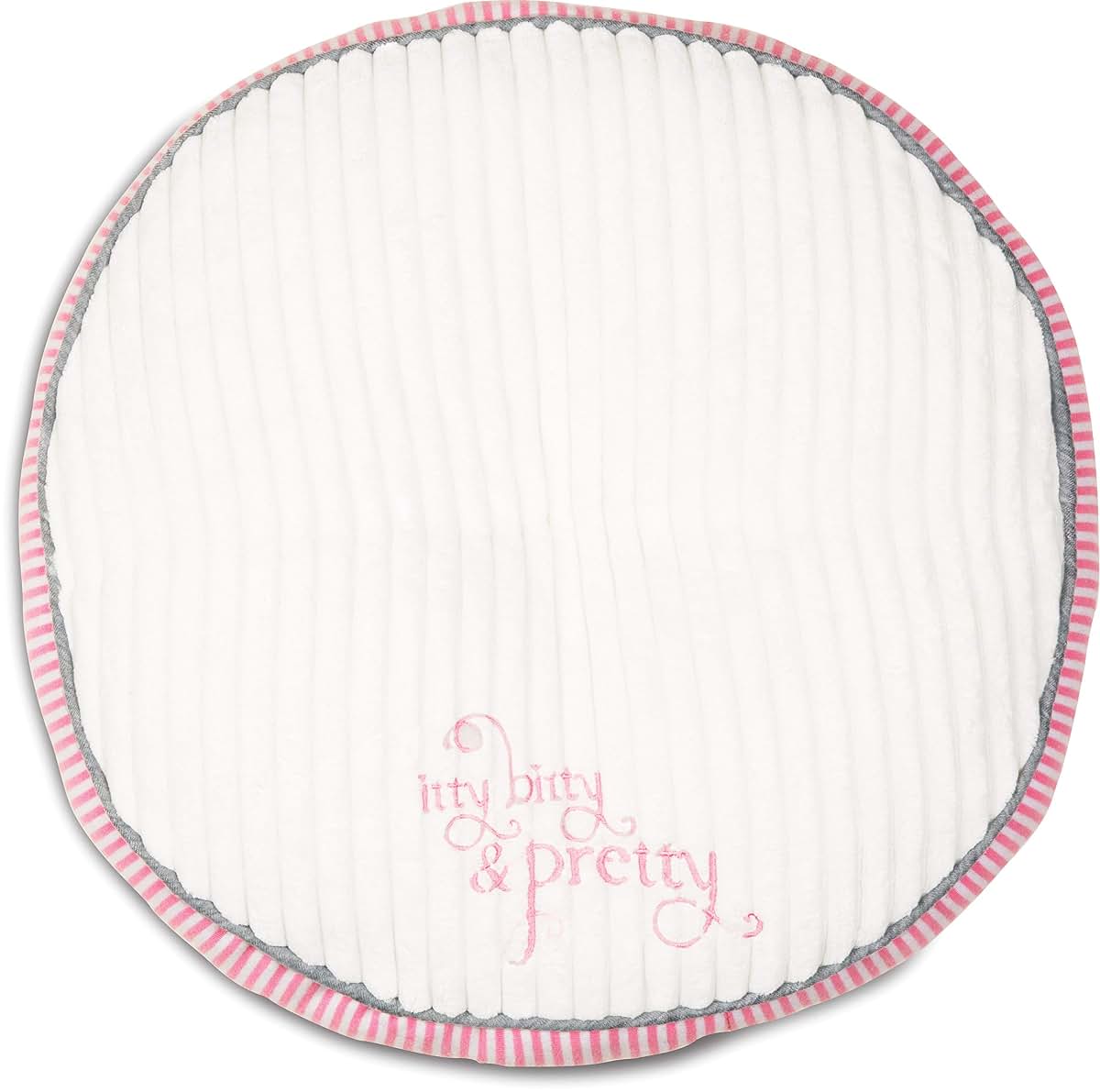 Pavilion Gift Company Pavilion- "Little Princess Big Blessing" Soft White Round Pink & Gray Baby Pillow with Flower (photo 2)