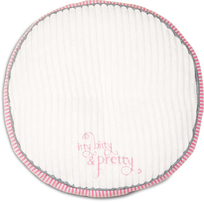 Pavilion Gift Company Pavilion- "Little Princess Big Blessing" Soft White Round Pink & Gray Baby Pillow with Flower (photo 2)