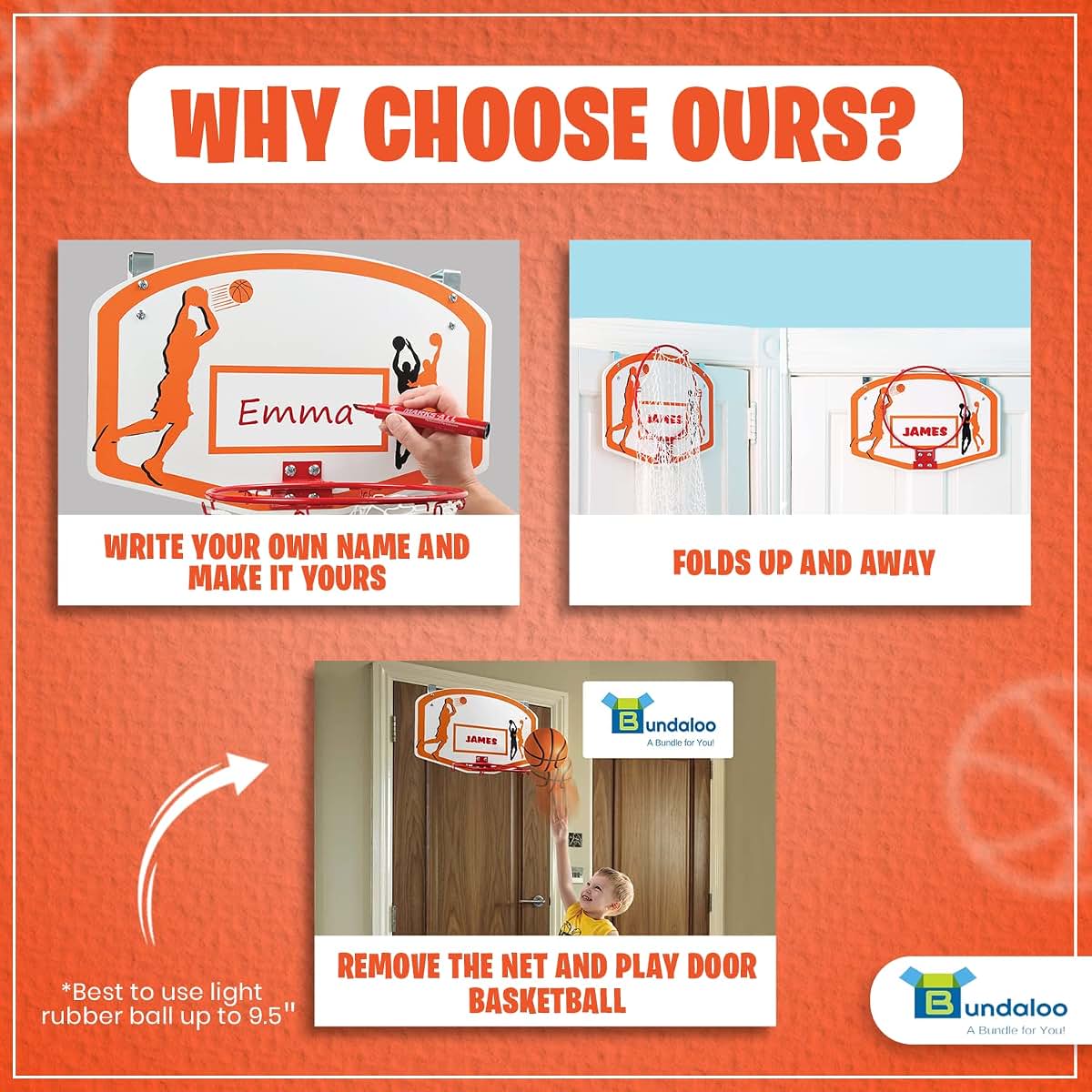 Bundaloo Basketball Laundry Hamper Over The Door Hoop (photo 3)