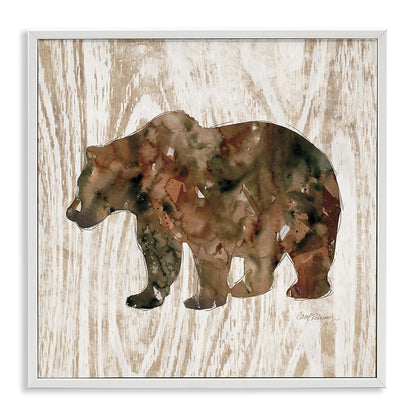 Stupell Industries Forest Bear Watercolor Silhouette Framed Giclee Art