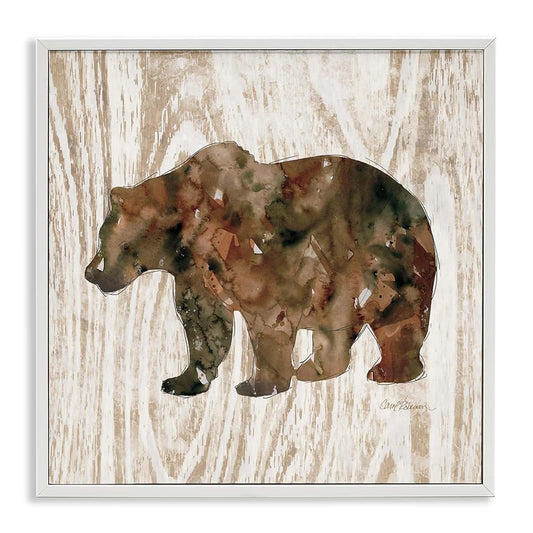 Stupell Industries Forest Bear Watercolor Silhouette Framed Giclee Art