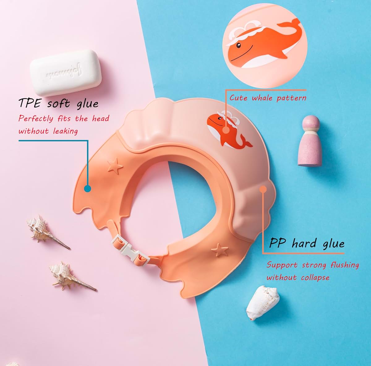 Thcbme Baby Shower Cap Shield, Shower Cap for Kids, Visor Hat for Eye and Ear Protection for 0-9 Years Old (photo 3)